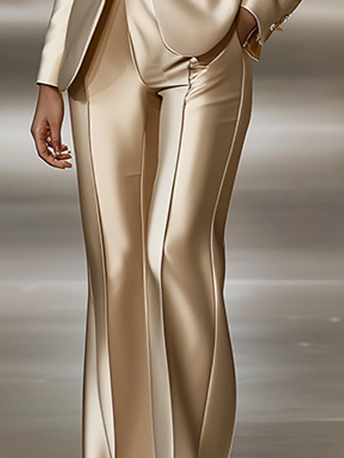 24-Hour-Shipping Chic Beige Satin Pants