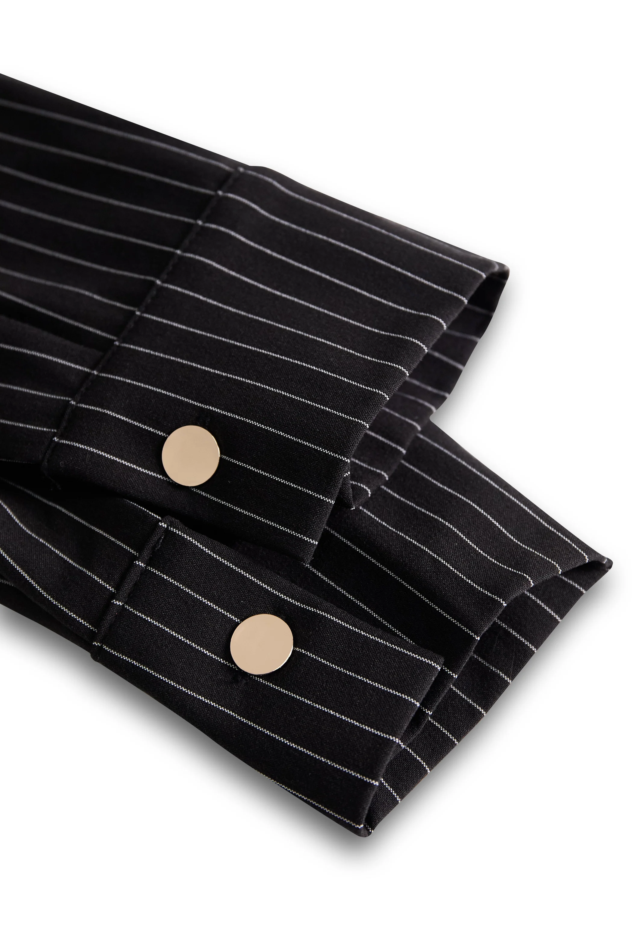 Classic Black Pinstripe Shirt Dress