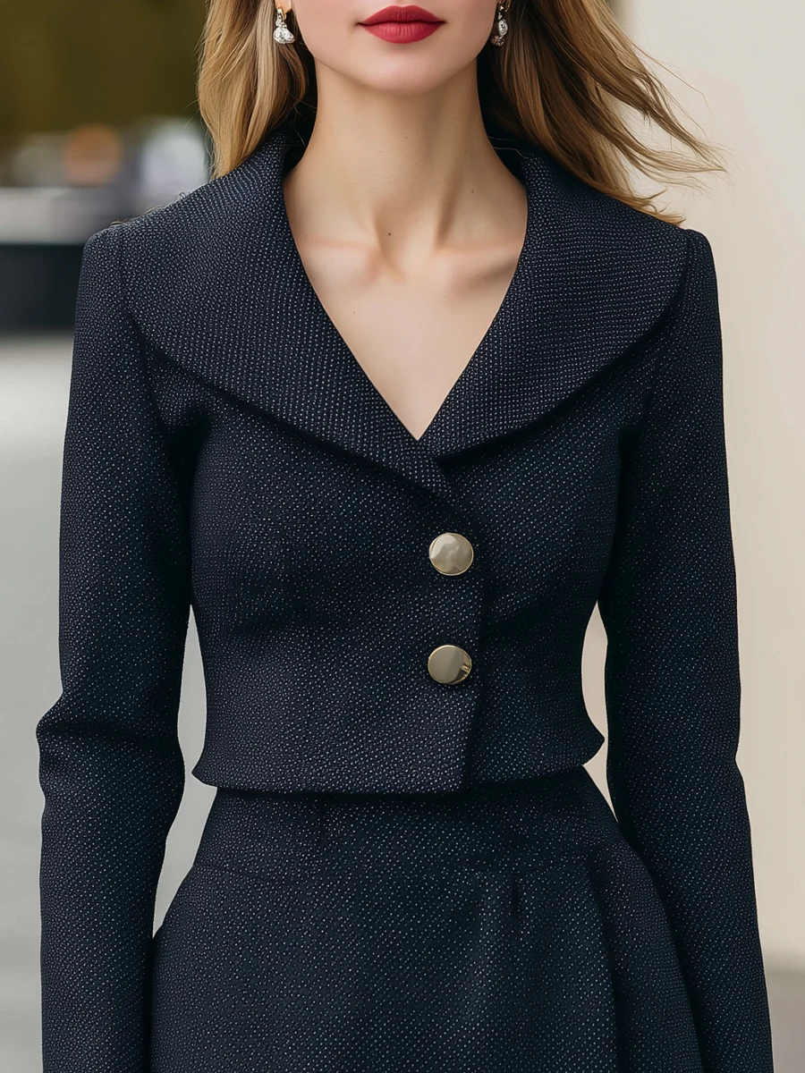 Structured Tailored Tweed Two-Piece Skirt Suit