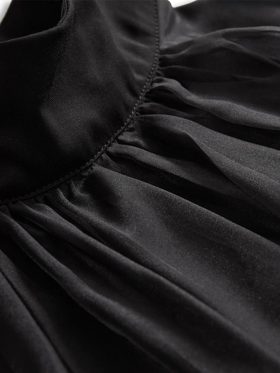 Elegant Black Chiffon High Neck Blouse