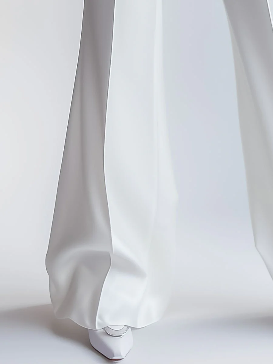 Elegant White High-Waisted Trousers