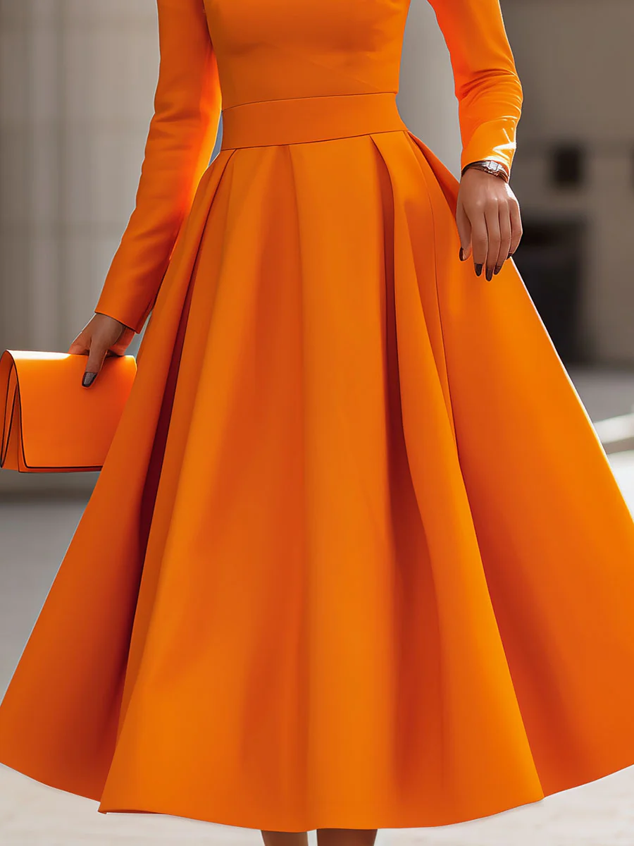 Radiant Elegance: Sophisticated Long-Sleeve Dress With Flair