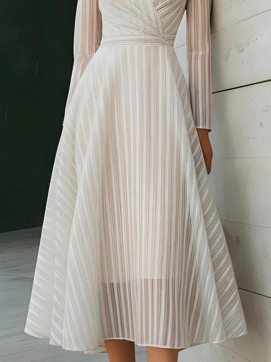 Mesh V-Neck Midi Dress