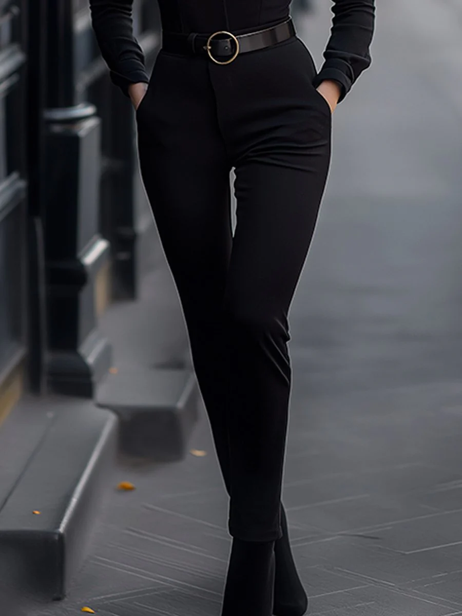 Sleek Black Belted Jumpsuit with Slim Fit