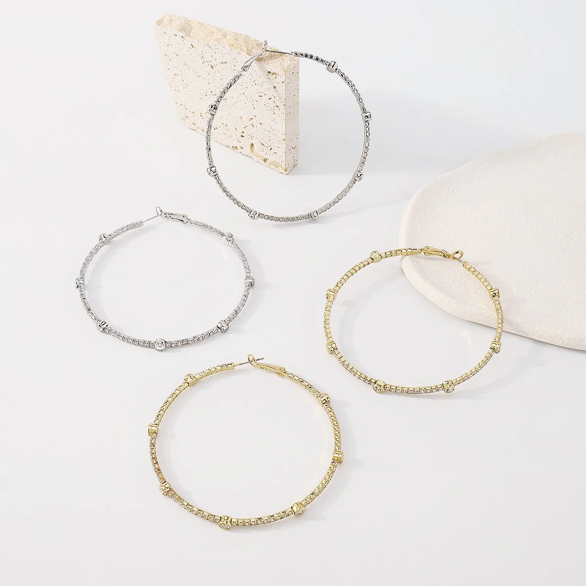 Minimalist Rhinestone Hoop Earrings