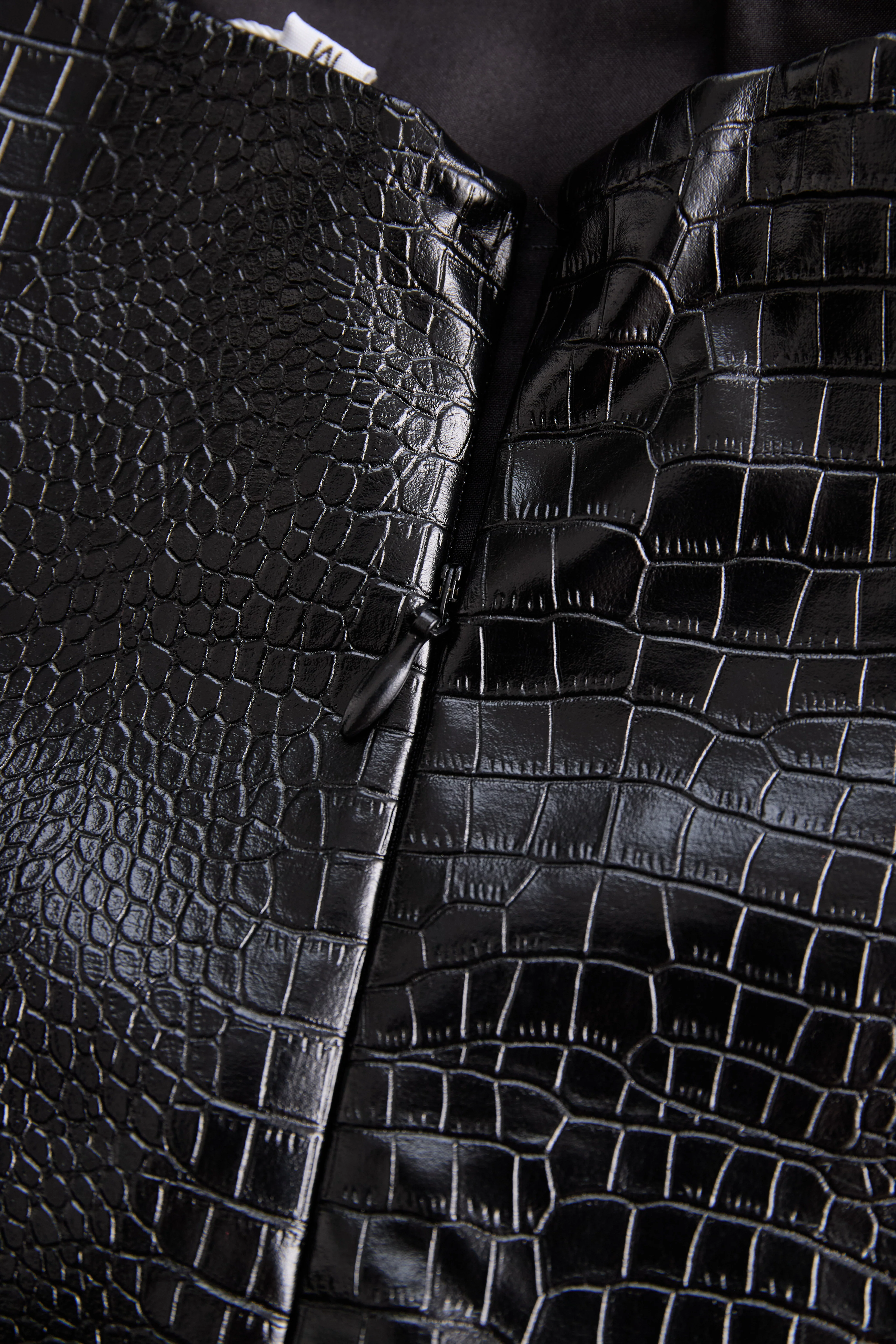 Chic Croc-Effect Faux Leather Halter Mini Dress