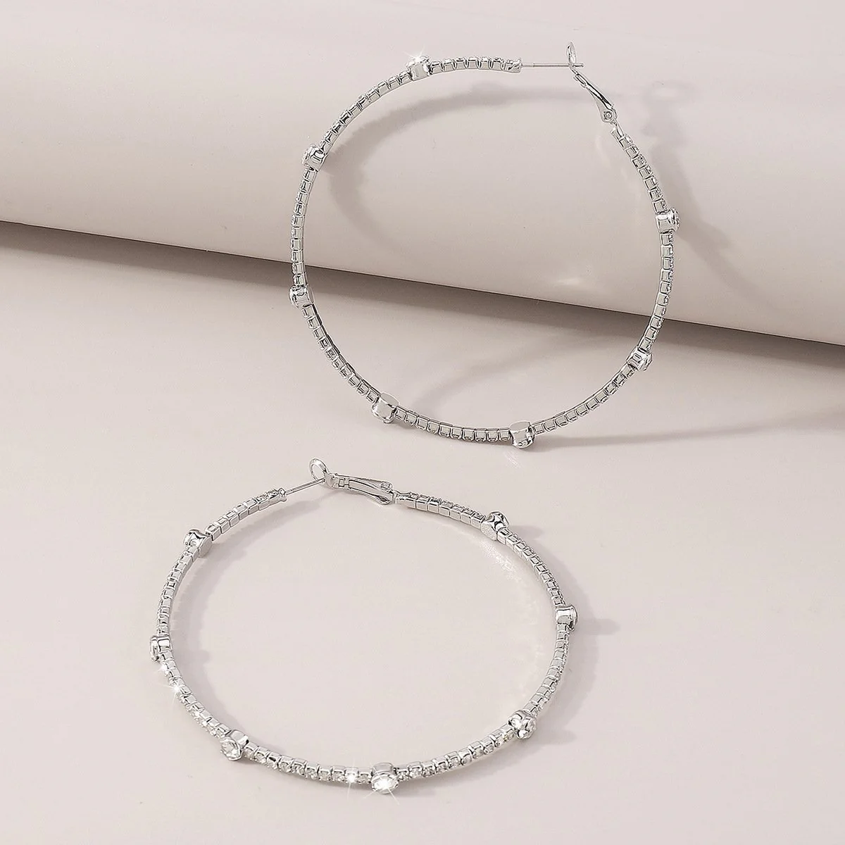 Minimalist Rhinestone Hoop Earrings