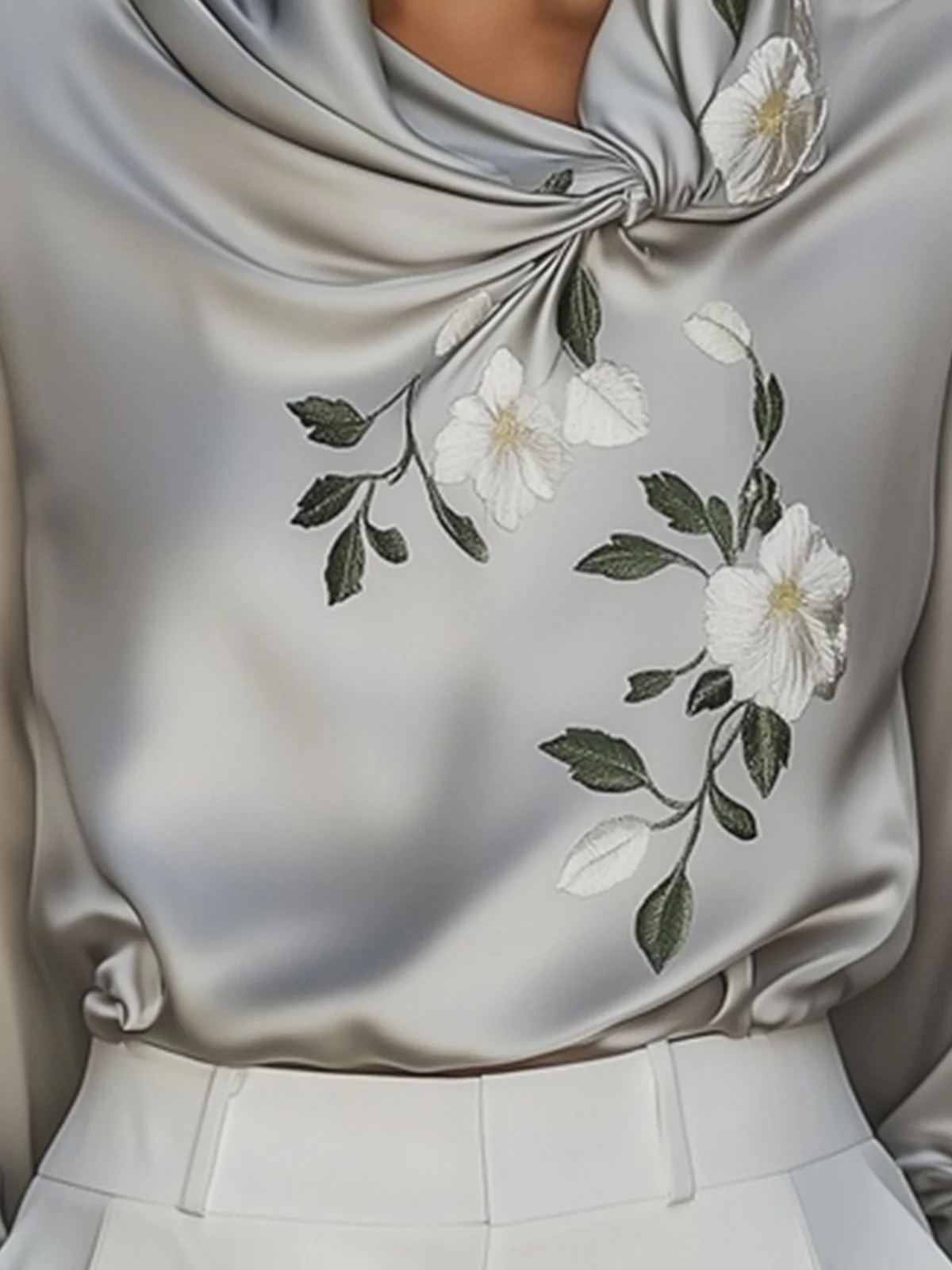 24-Hour-Shipping Elegant Satin Embroidered Shirt