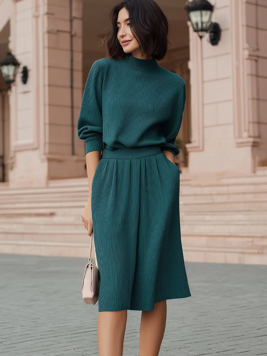 Minimalism Textured Ribbed Two-Piece Set