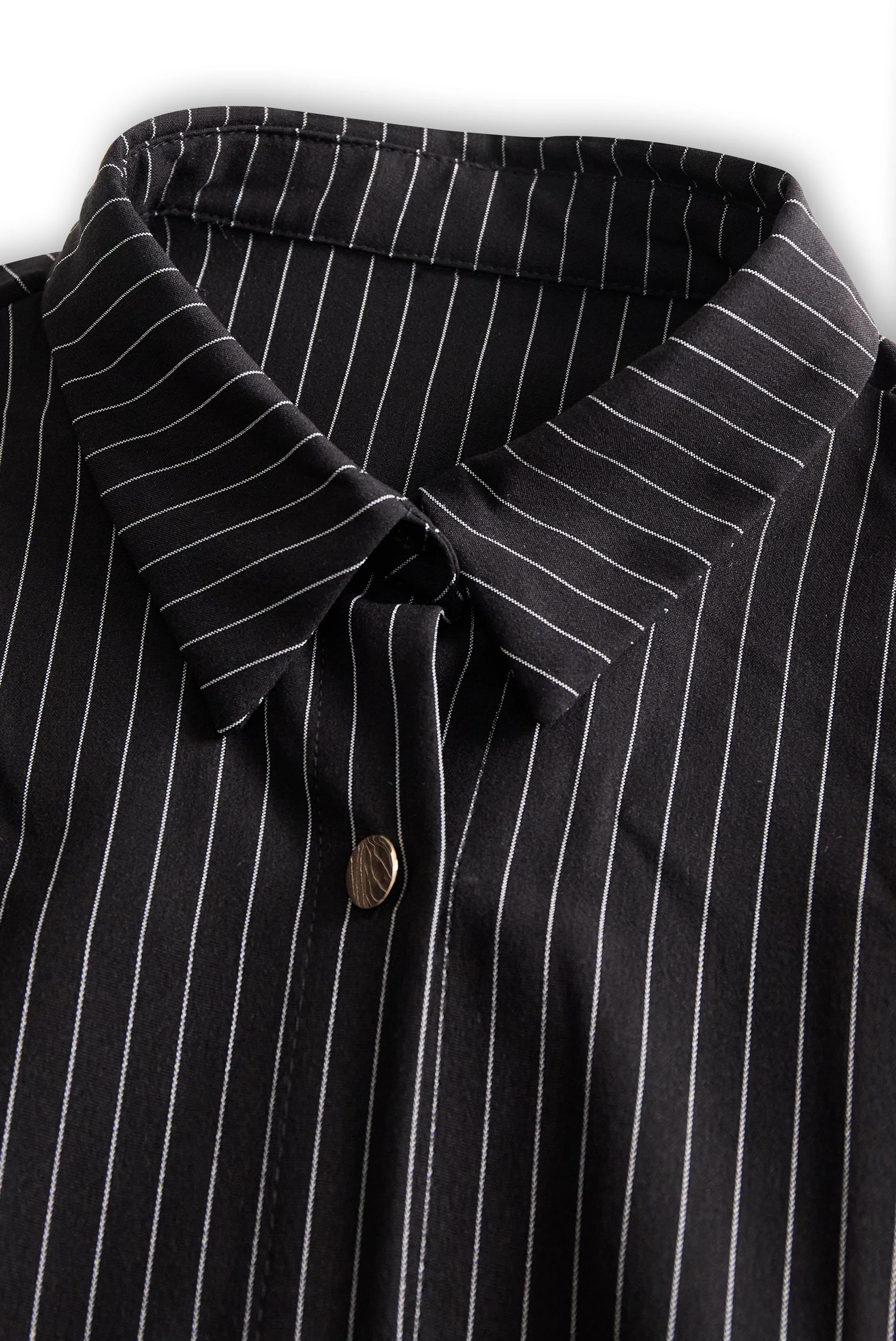 Classic Black Pinstripe Shirt Dress