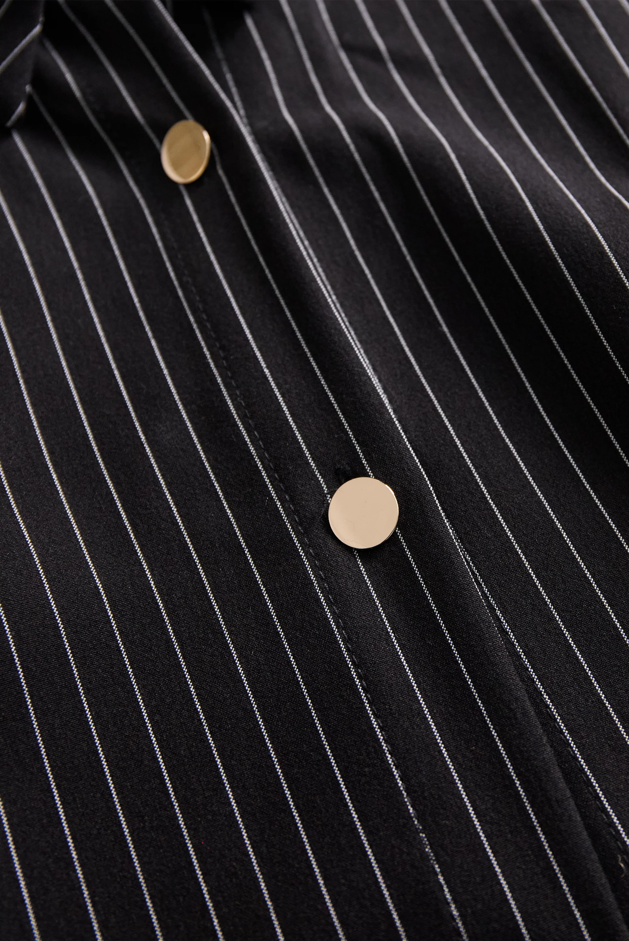 Classic Black Pinstripe Shirt Dress