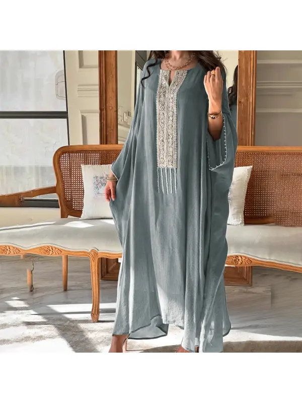 Womens Middle Eastern Gorgeous Solid Color Casual Jalabiyas Dress
