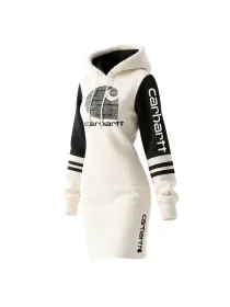 Women's Color Block Hooded Long Sweatshirt Dress