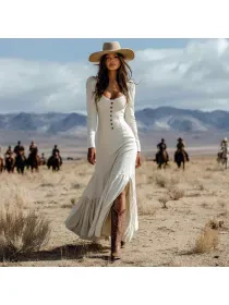 Women's Country Retro Bohemian Maxi Dress