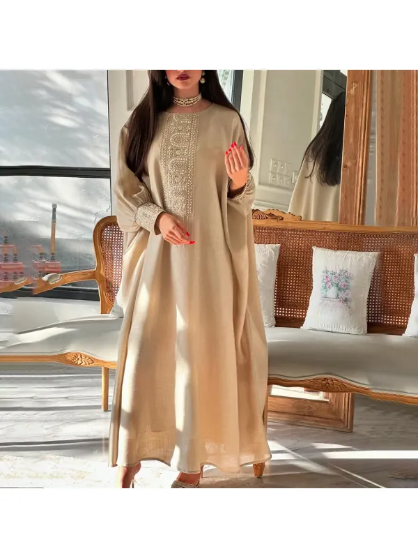 Women's Middle Eastern Gorgeous Solid Color Jalabiyas Dress