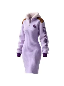 Women's Contrast Color Stitching Suede Lambswool Lapel Hooded Long Sweatshirt