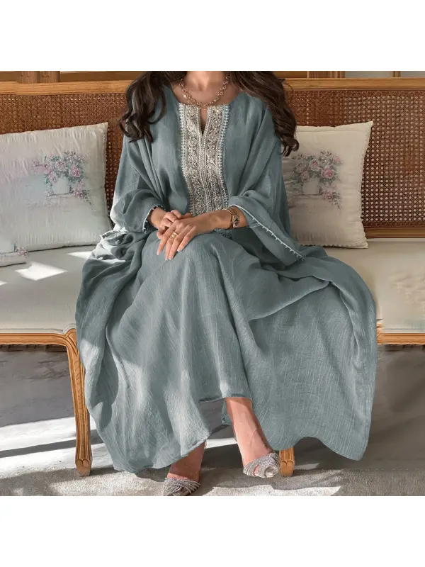 Womens Middle Eastern Gorgeous Solid Color Casual Jalabiyas Dress