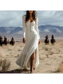 Women's Country Retro Bohemian Maxi Dress