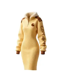 Women's Contrast Color Stitching Suede Lambswool Lapel Hooded Long Sweatshirt