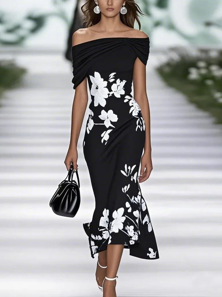 Spring Summer Floral Printed Elegant Dresses
