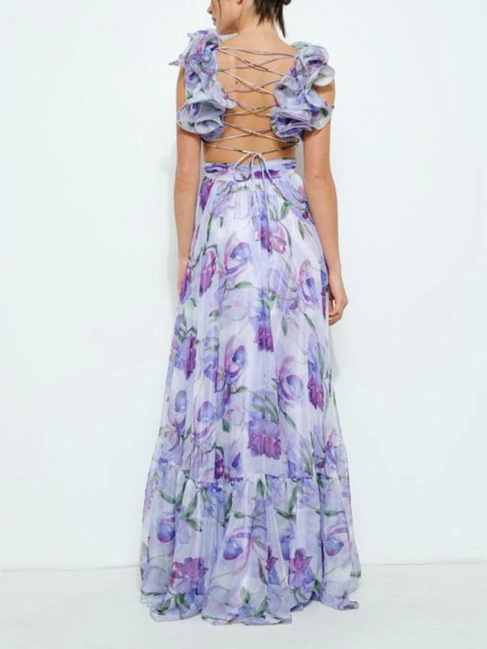 Backless printed maxi dress