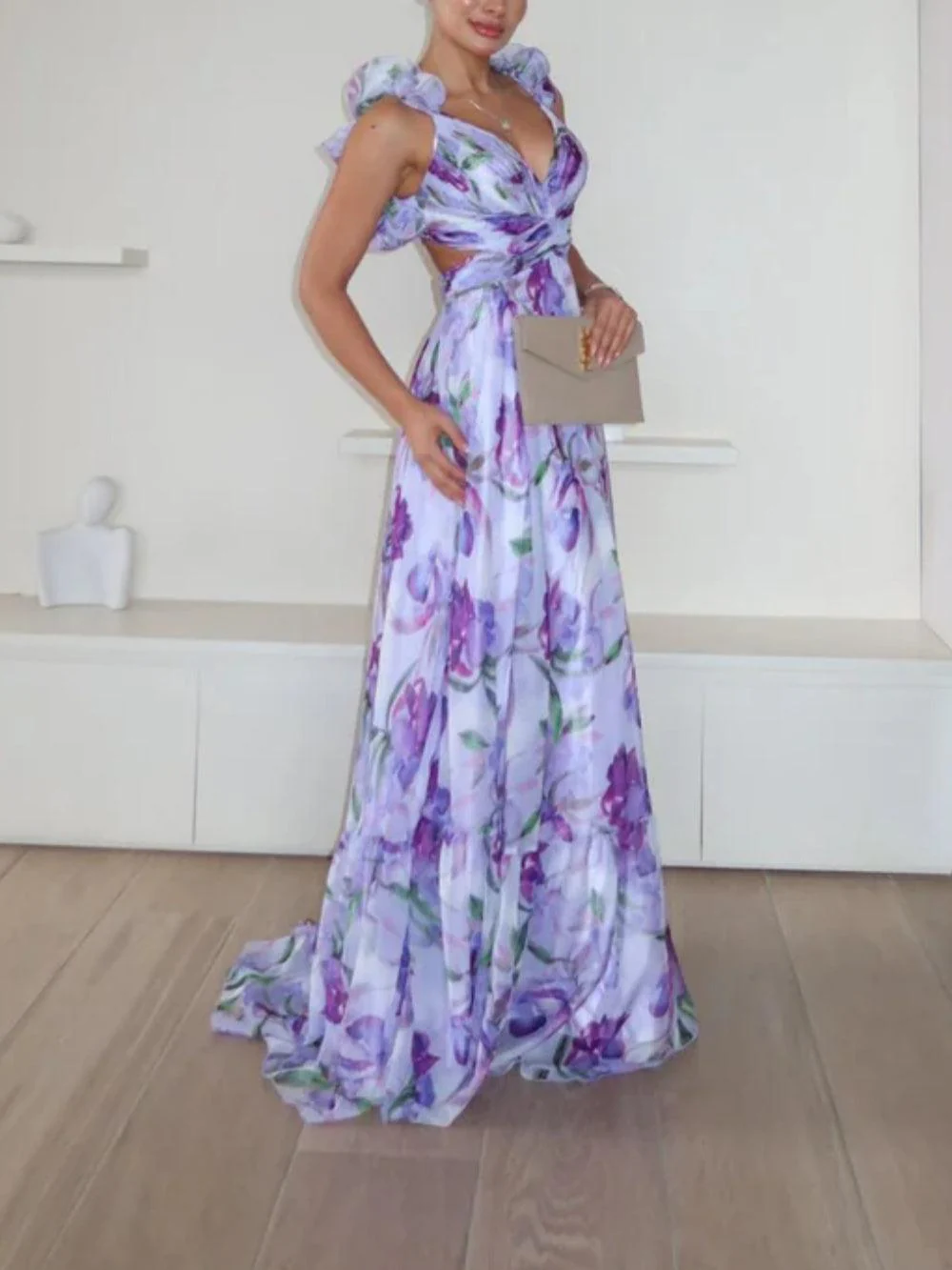 Backless printed maxi dress