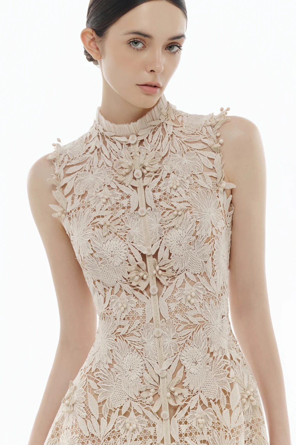 Odette High Neck Applique Maxi Dress