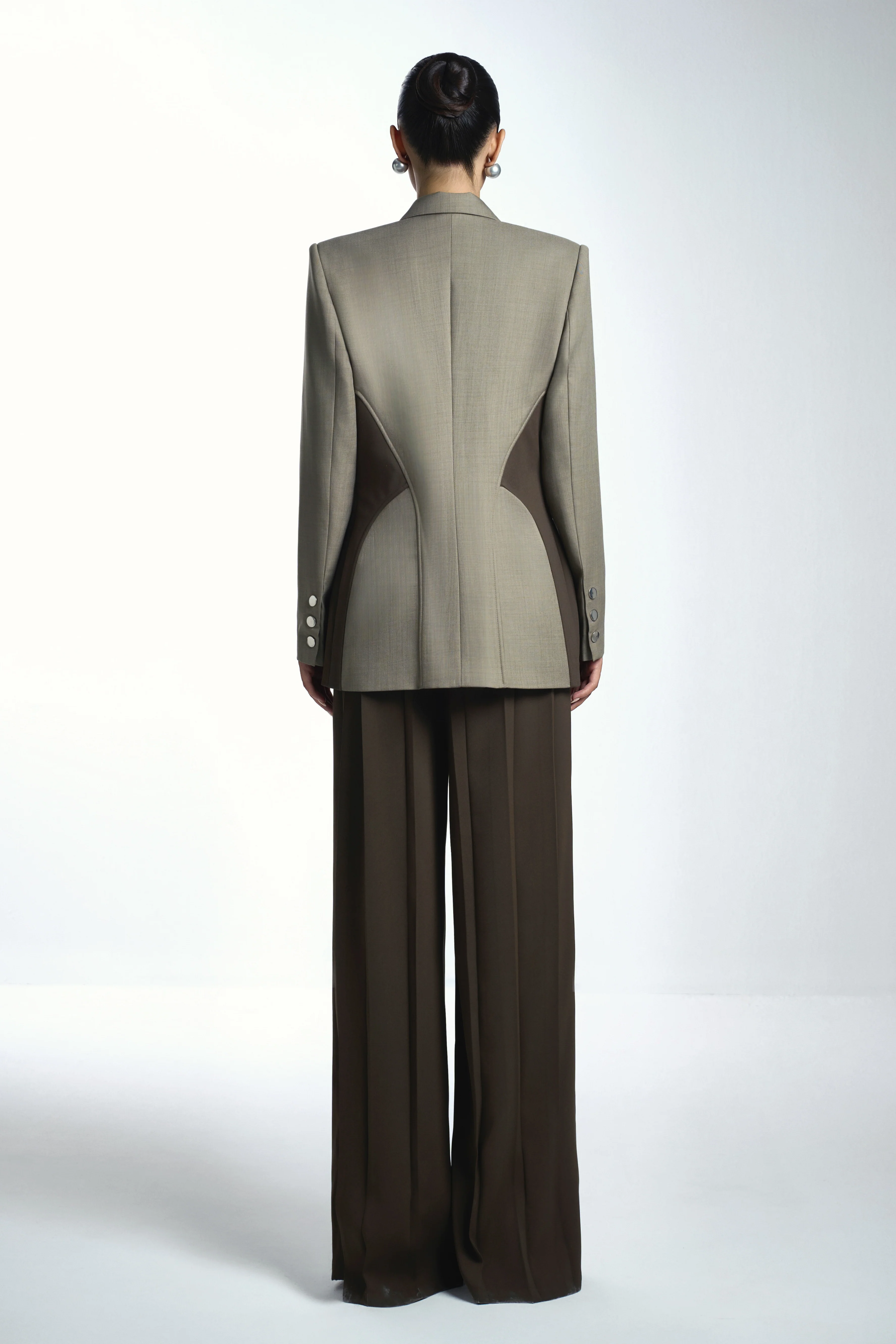 Vie Straight Draped Twill Floor Length Pants