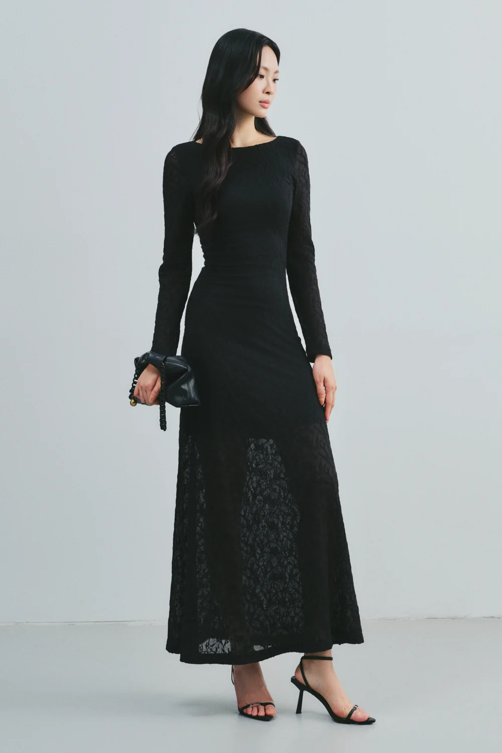 Cassia Boat Neck Lace Maxi Dress