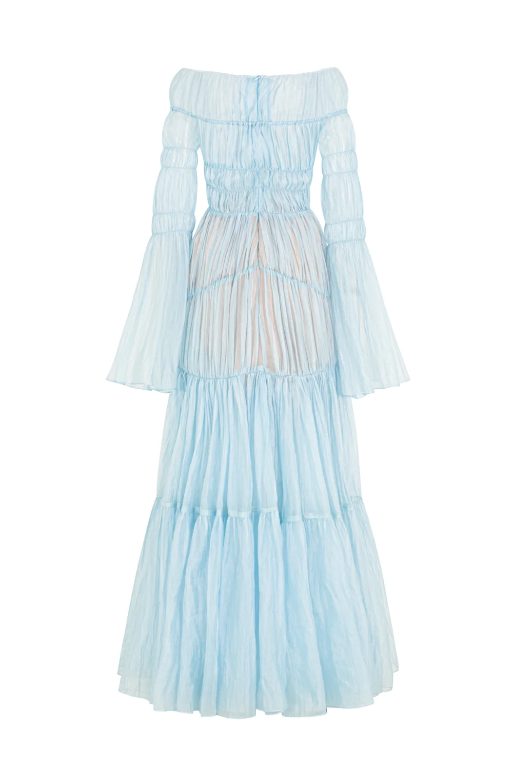 Aquarelle Poet Sleeve Gathering Maxi Dress