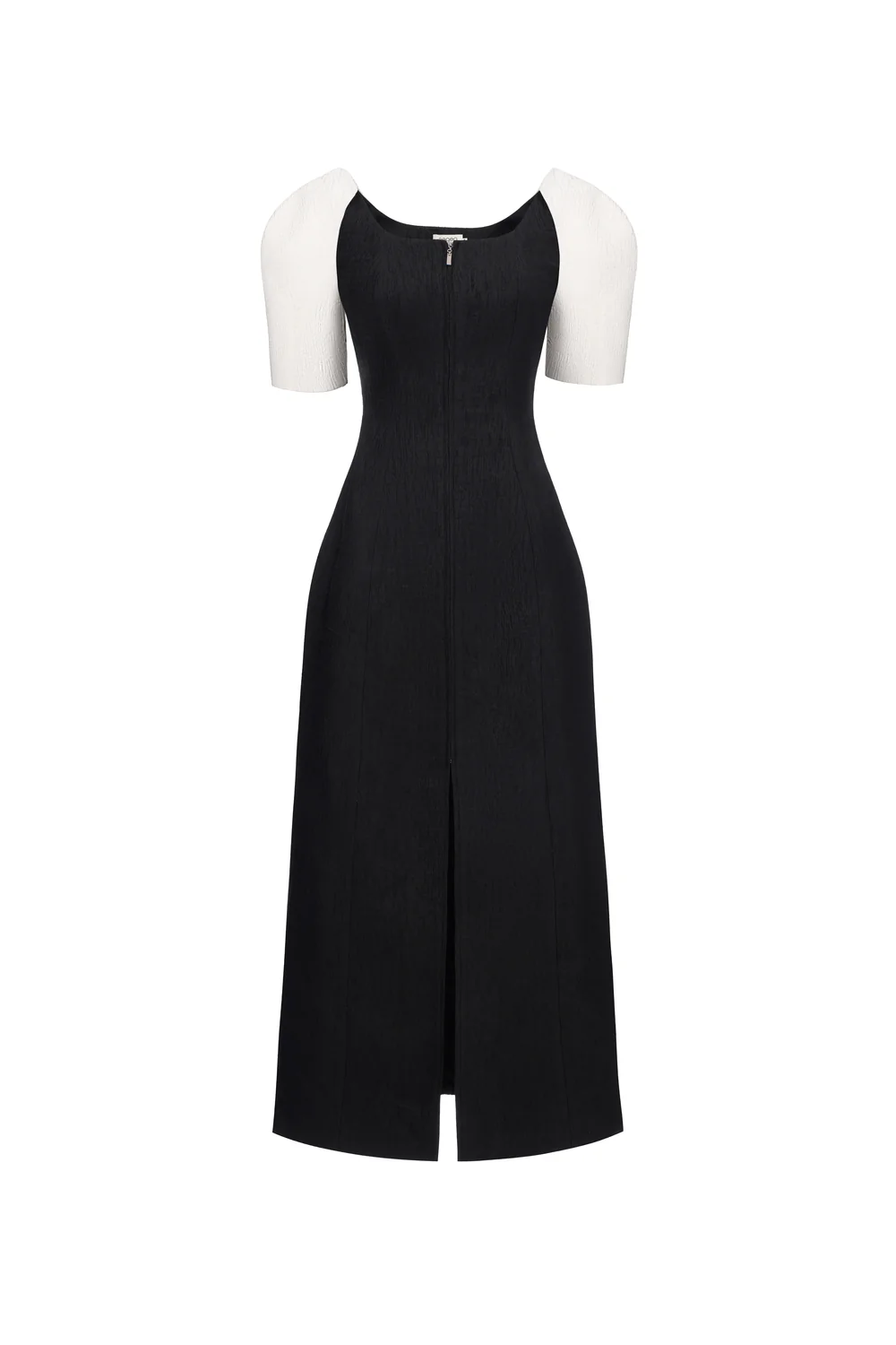 Maia Puff Sleeve Jacquard Midi Dress