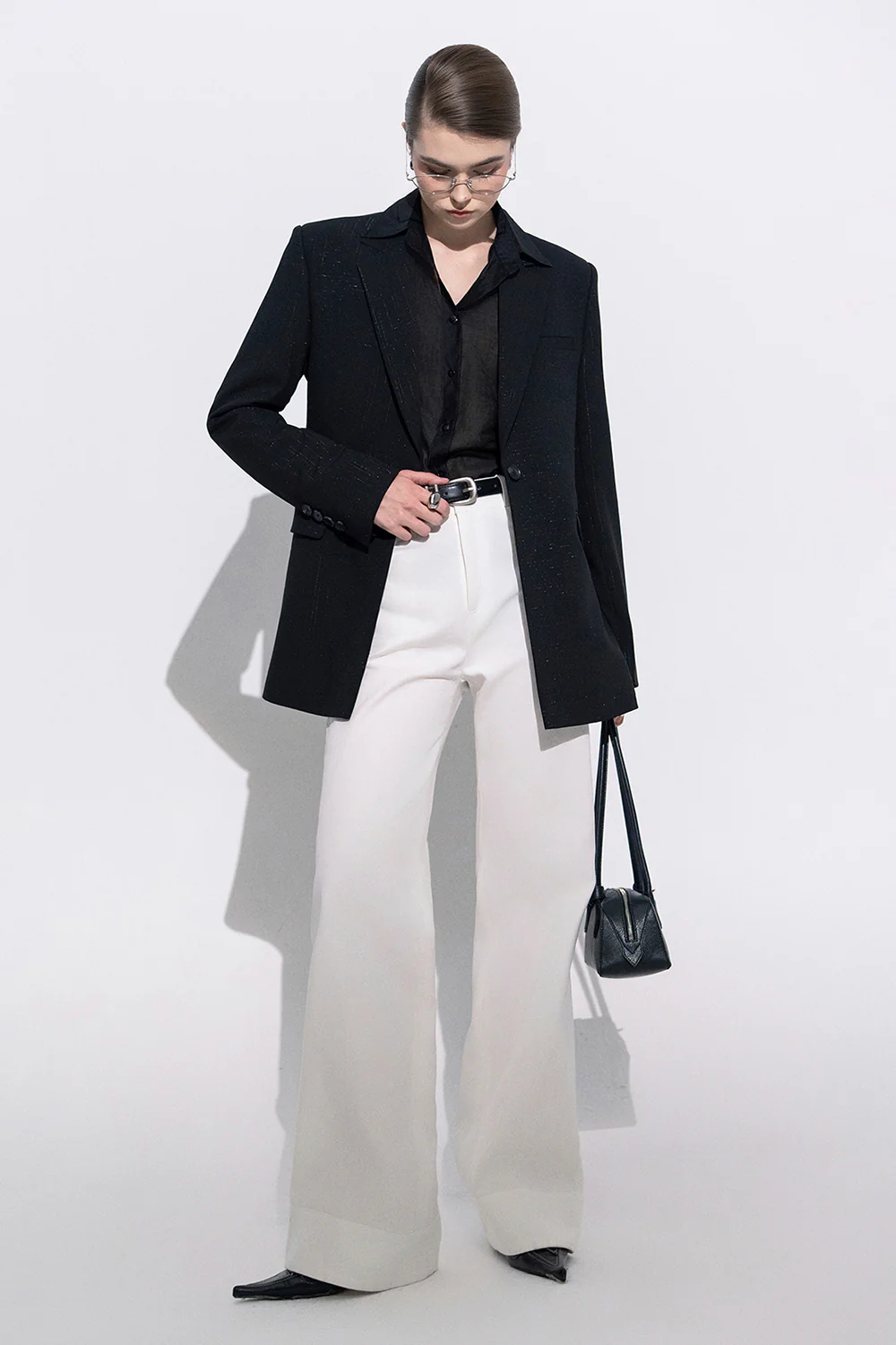 Leslie Straight Notch Lapel Twill Blazer