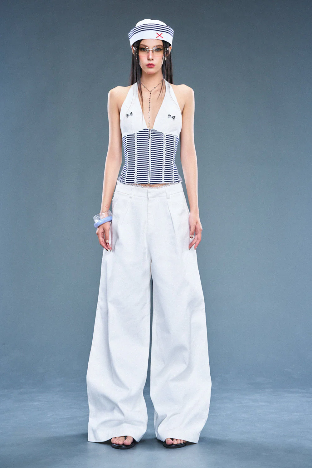 Sailor Halter Neck Ribbon Top