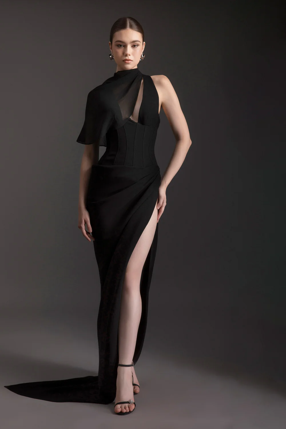 Allure Scarf Crepe Maxi Dress