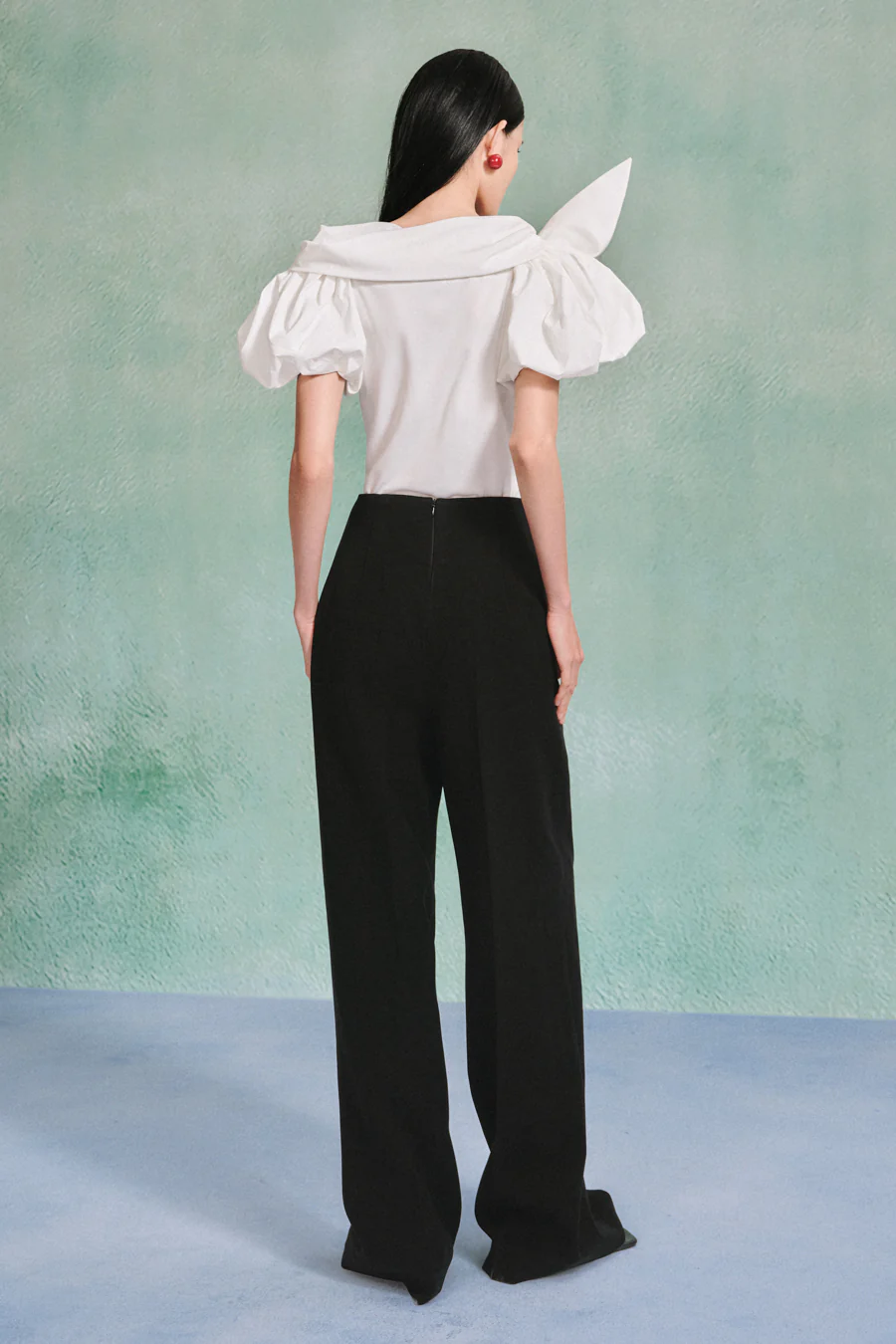 Denver Blouson Puffy Sleeved Cotton Top