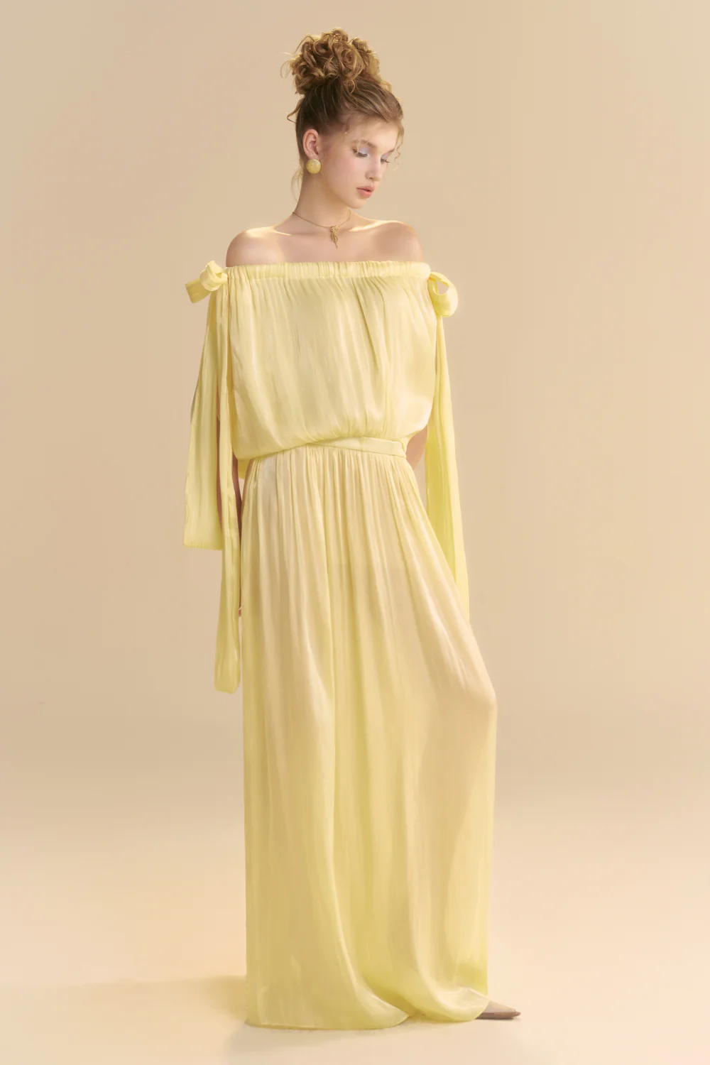 Thealine Blouson Ribbon Maxi Dress