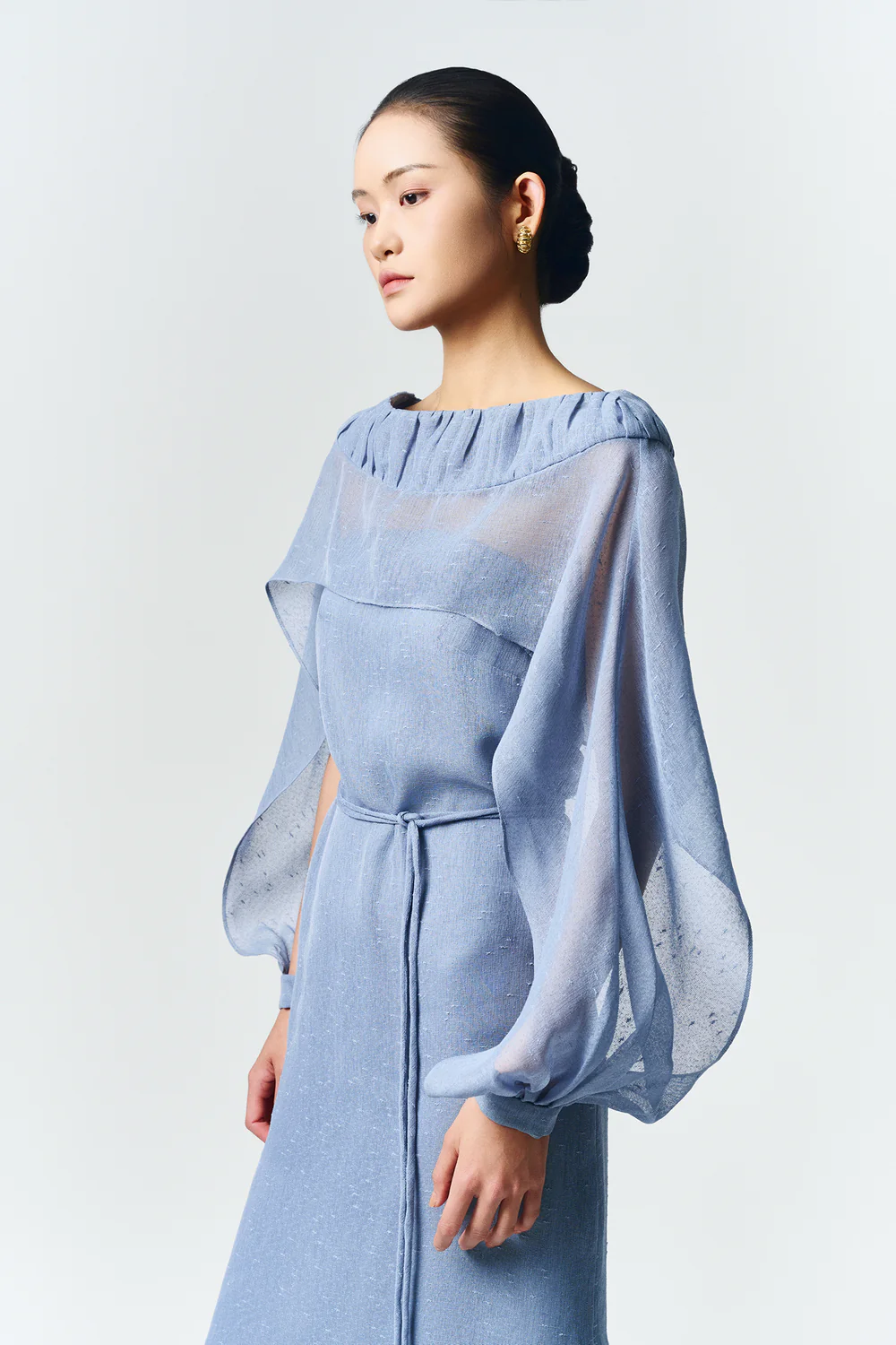 Nerina Square Neck Pleated Midi Dress