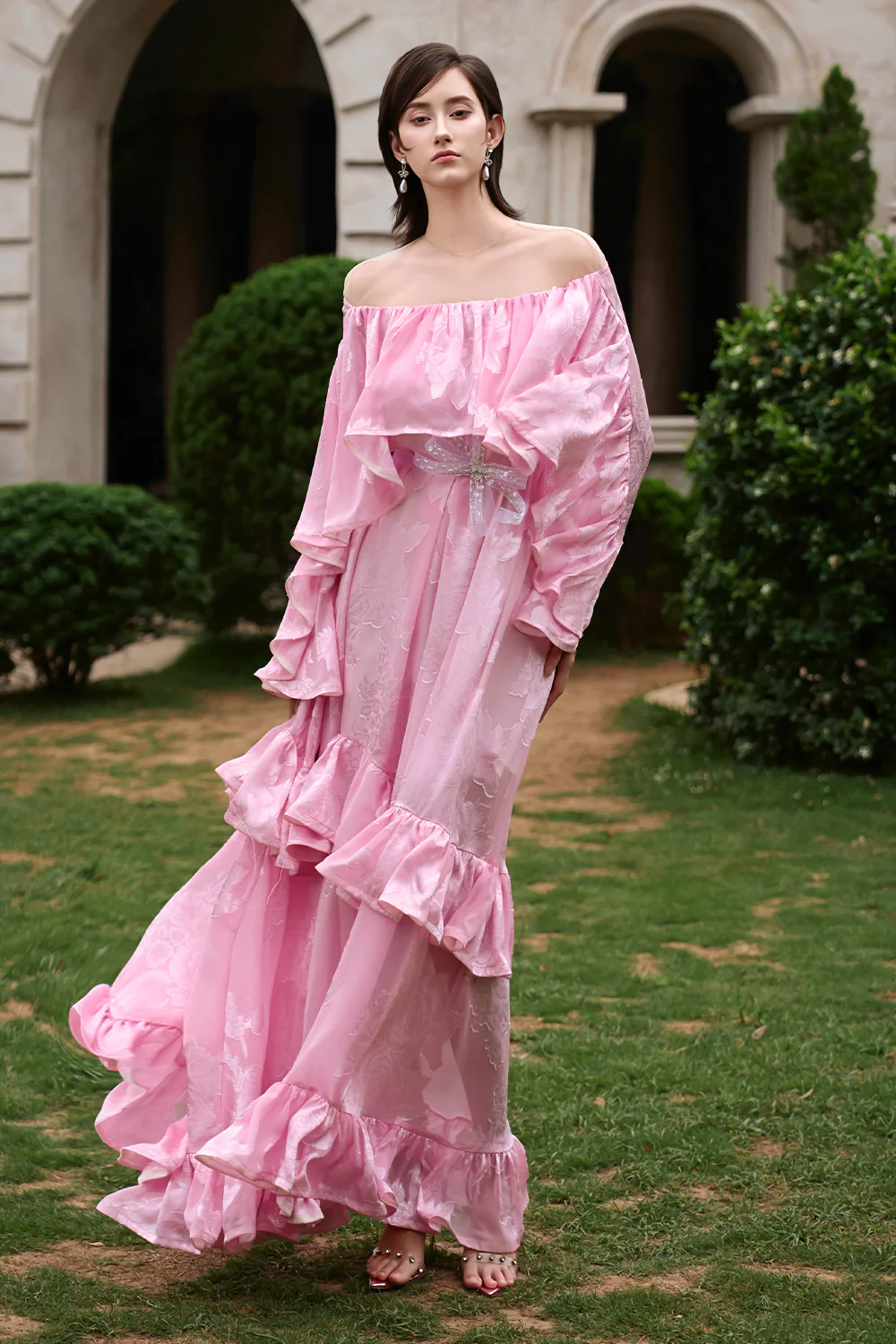 Artemis Bell Sleeve Gathering Maxi Dress