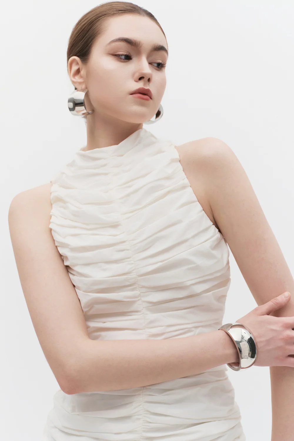 Isolde Blouse High Neck Gathering Top