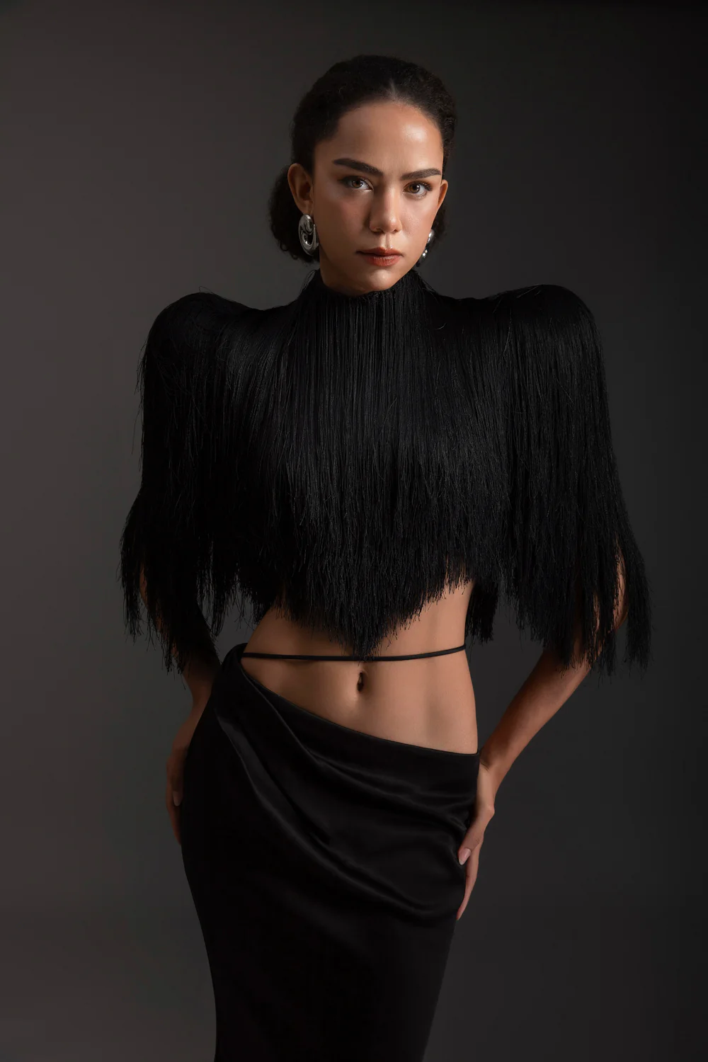 Obsidian High Neck Fringe Set
