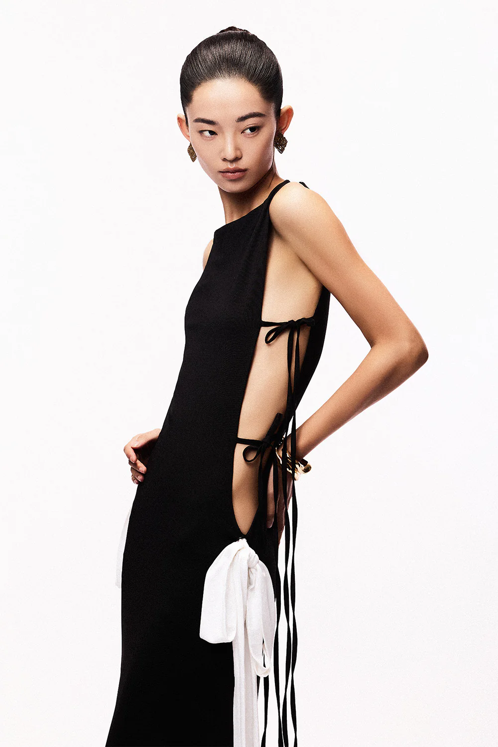 Koma Sheath Tie String Cotton Spandex Midi Dress