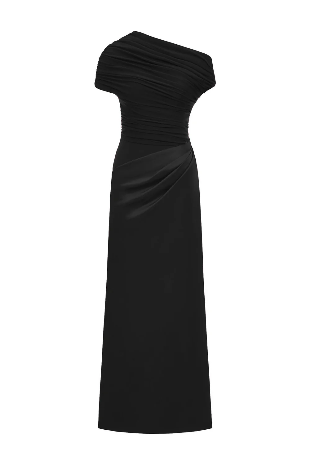 Enya Asymmetric Neck Gathering Maxi Dress
