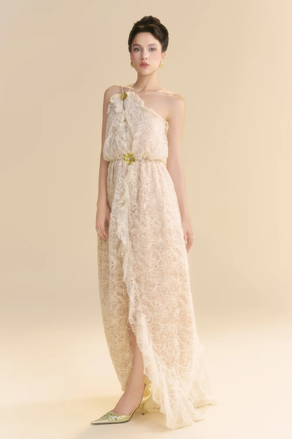 Ivoria Blouson Ruffle Maxi Dress