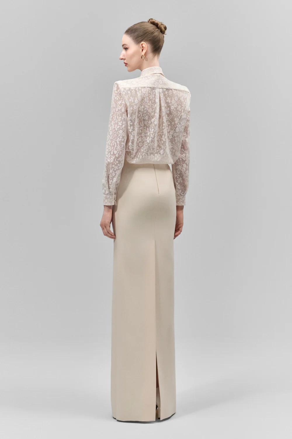 Vionne Straight Bead Crepe Floor Length Skirt