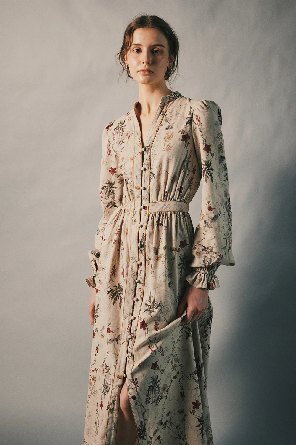 Meadownlight V-Neck Button Maxi Dress