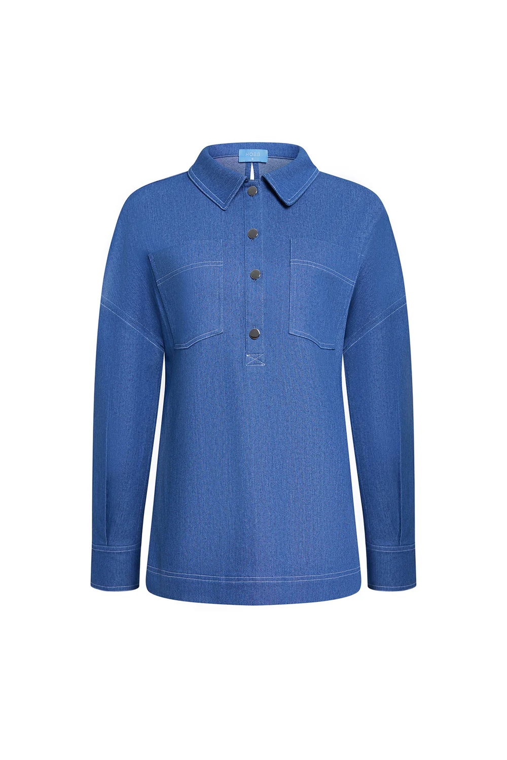 Vey Straight Collared Neck Denim Shirt