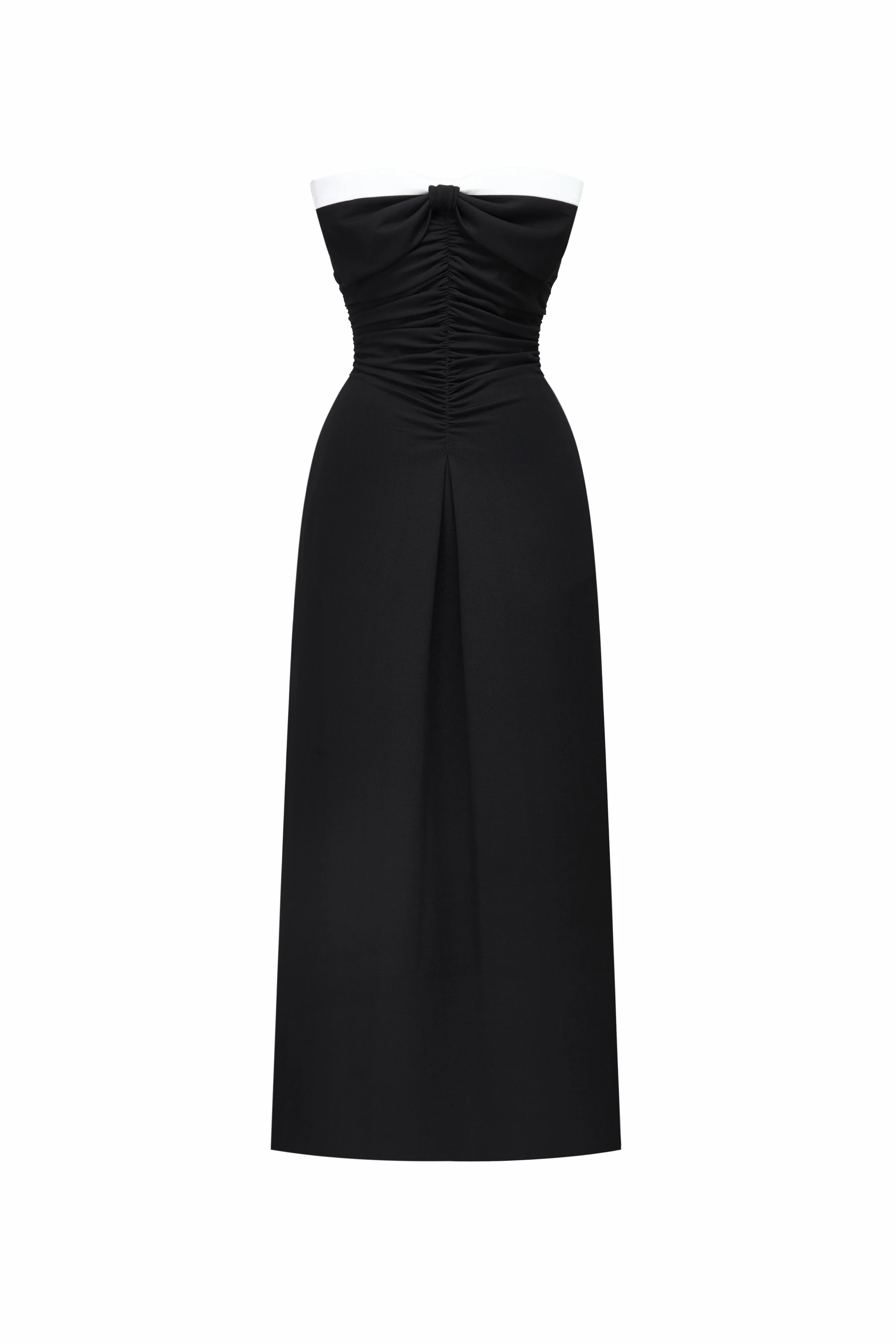 Dominique Sweetheart Draped Midi Dress