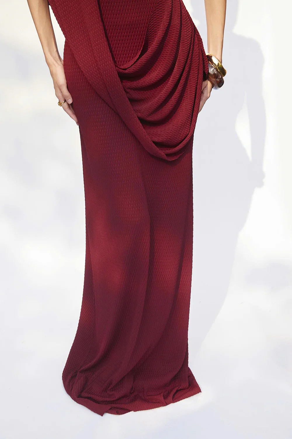 Kensington Asymmetric Sleeve Draped Maxi Dress