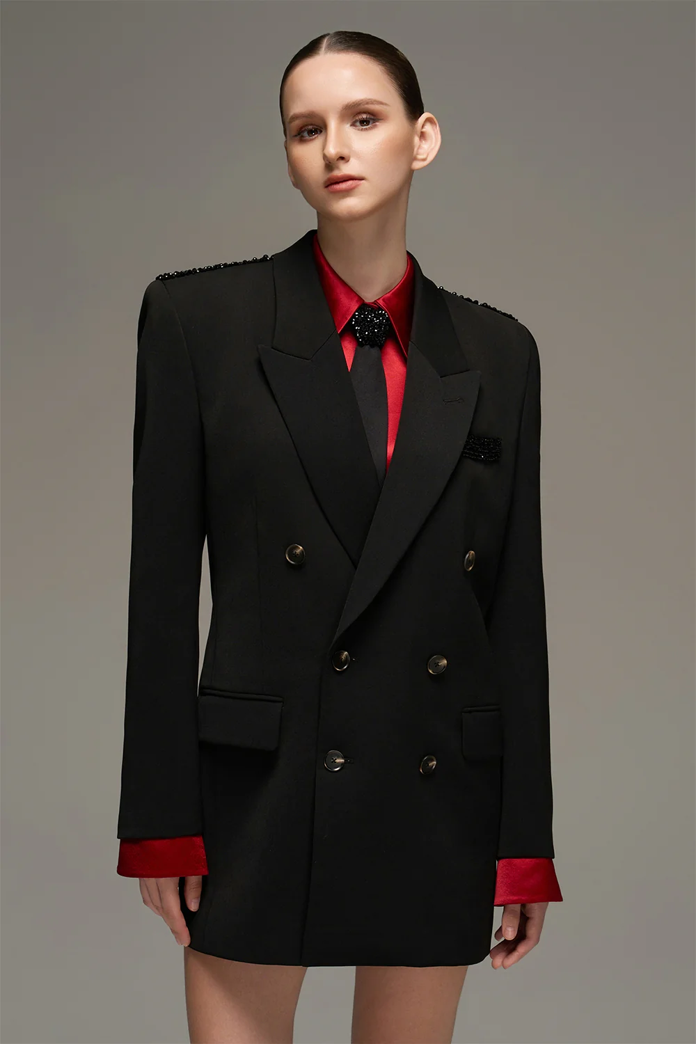 Claire Notched Rhinestone Blazer