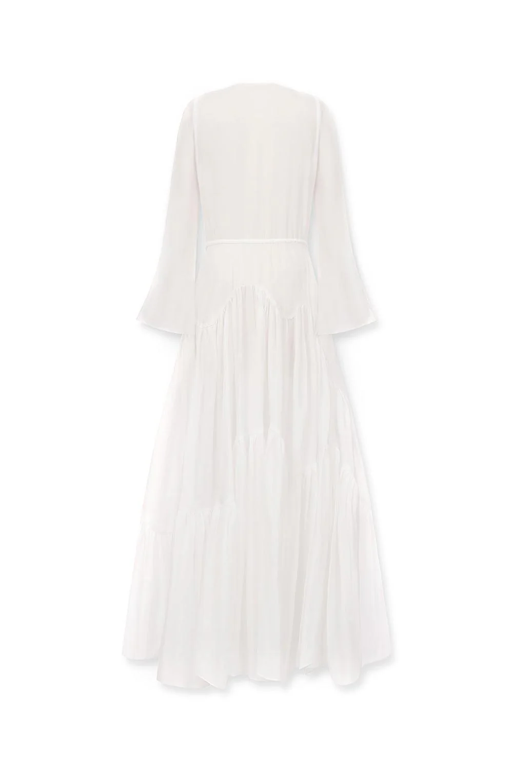 Jamie Tiered V-Neck Silk Chiffon Floor Length Robe